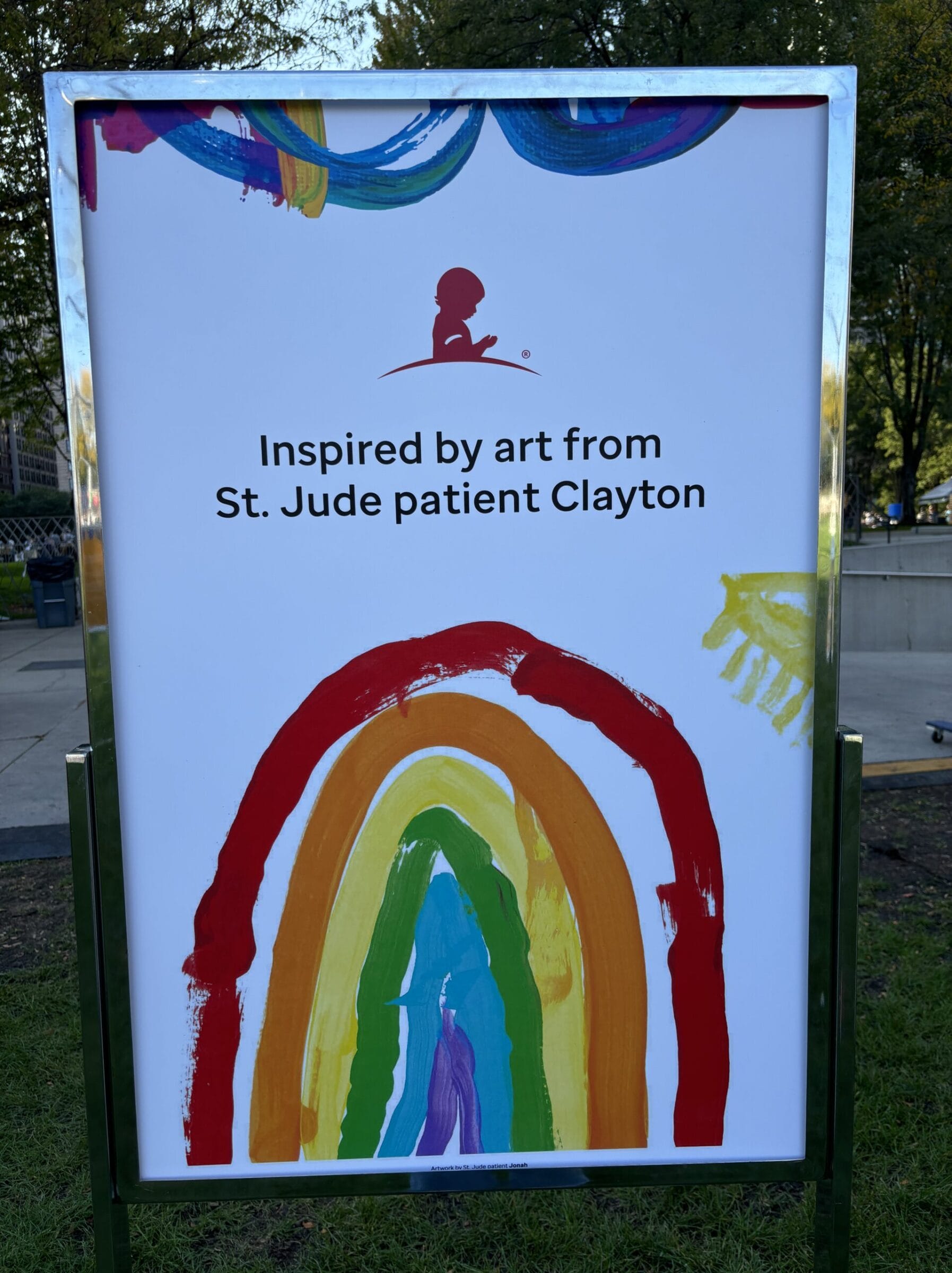 St. Jude patient Clayton's art: rainbow and colorful brushstrokes.